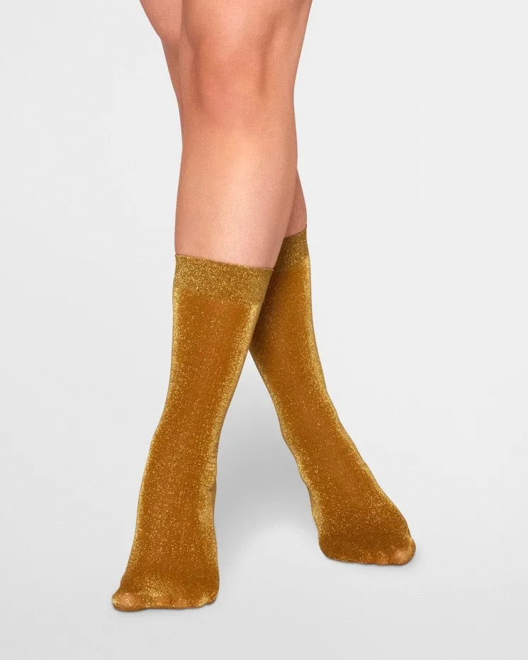 SWEDISH STOCKINGS SOCKS INES SHIMMERY SOCKS DARK GOLD