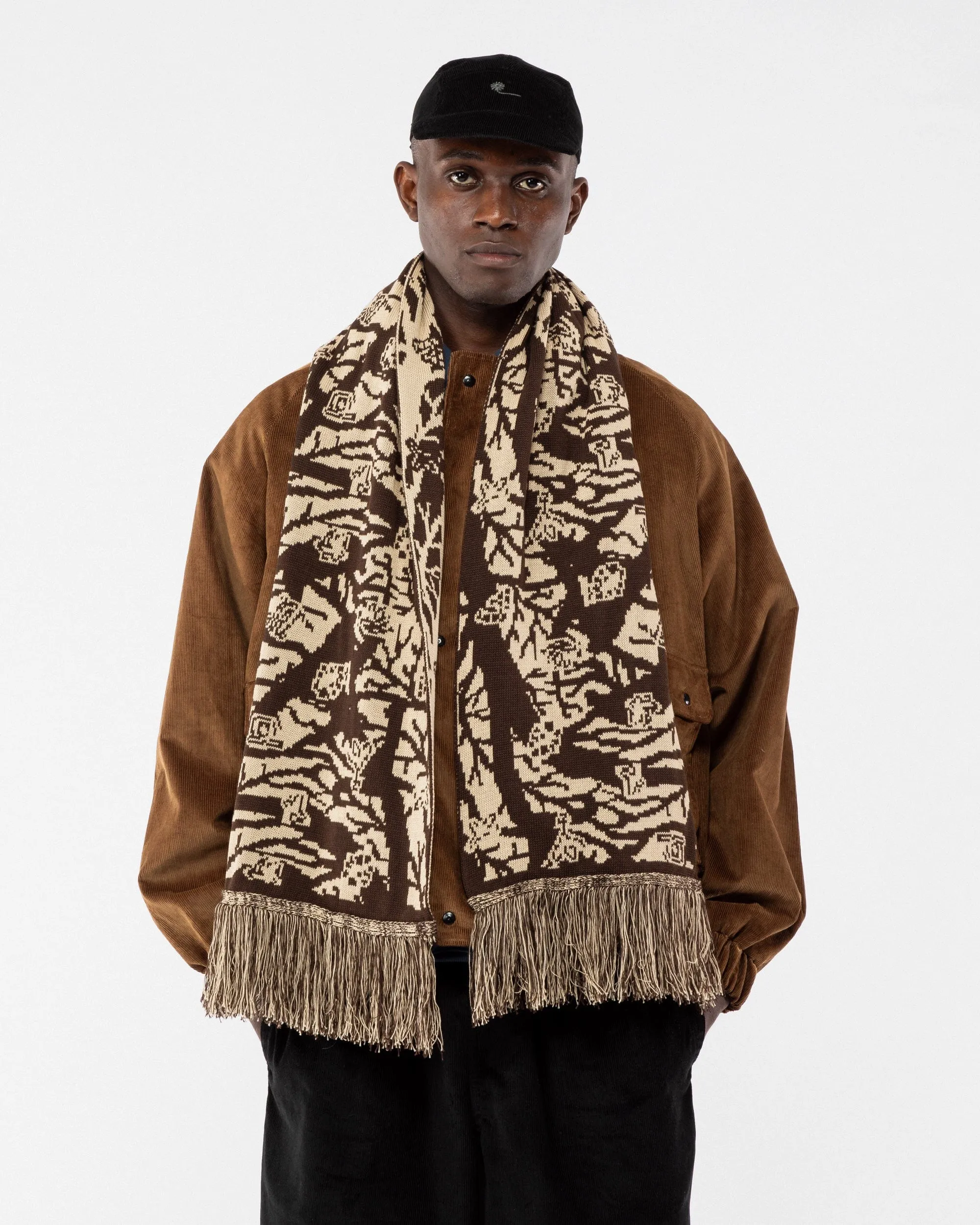 Tassel Scarf Bamba Print - Brown/Natural