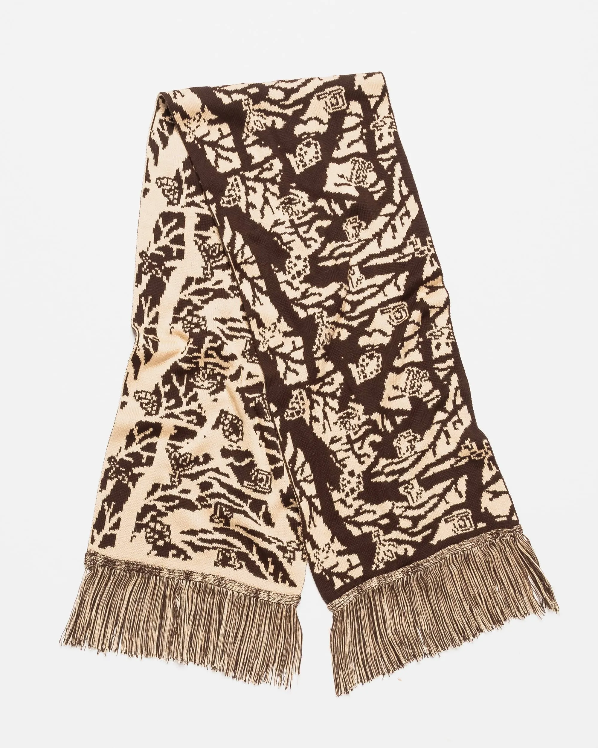 Tassel Scarf Bamba Print - Brown/Natural