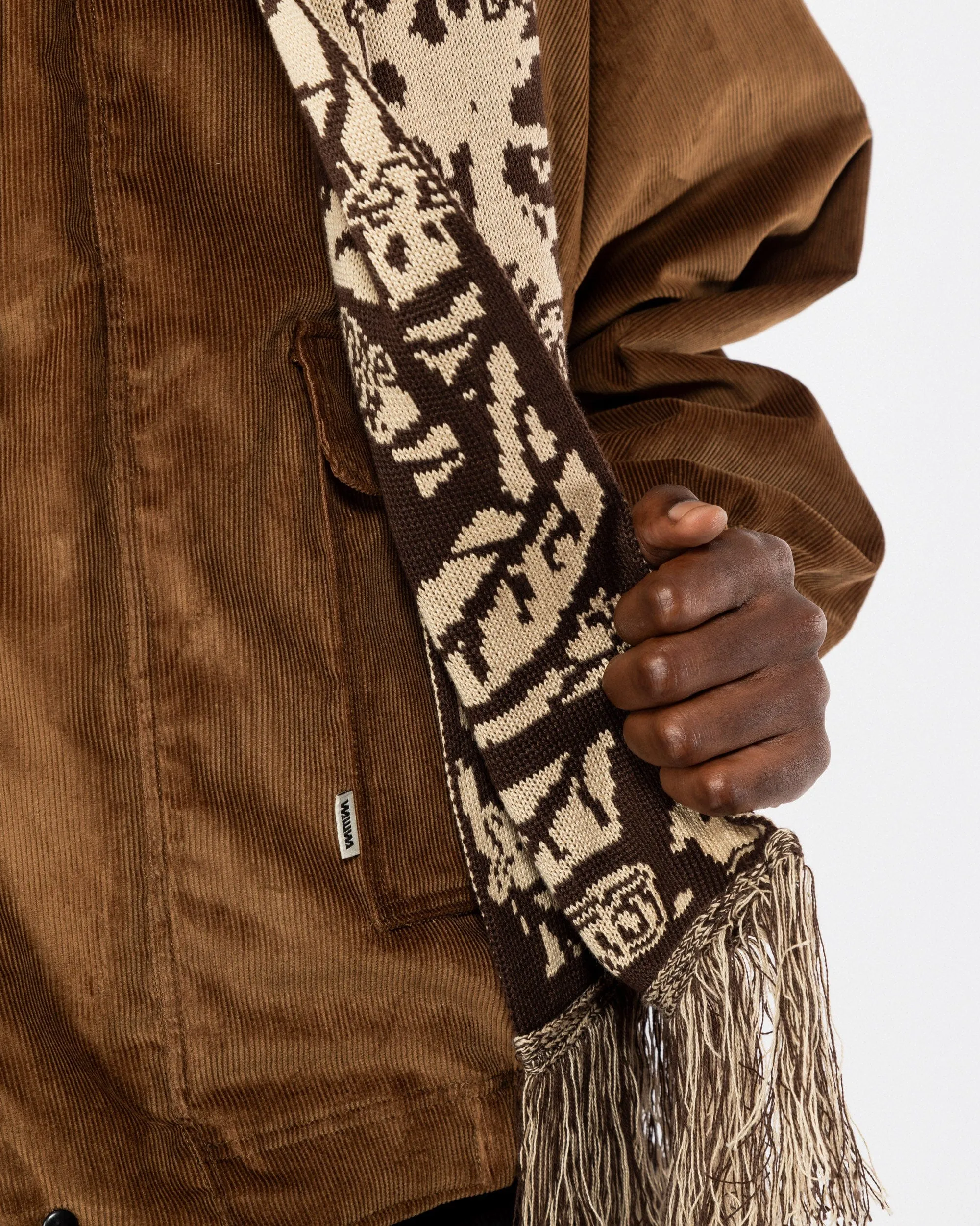 Tassel Scarf Bamba Print - Brown/Natural