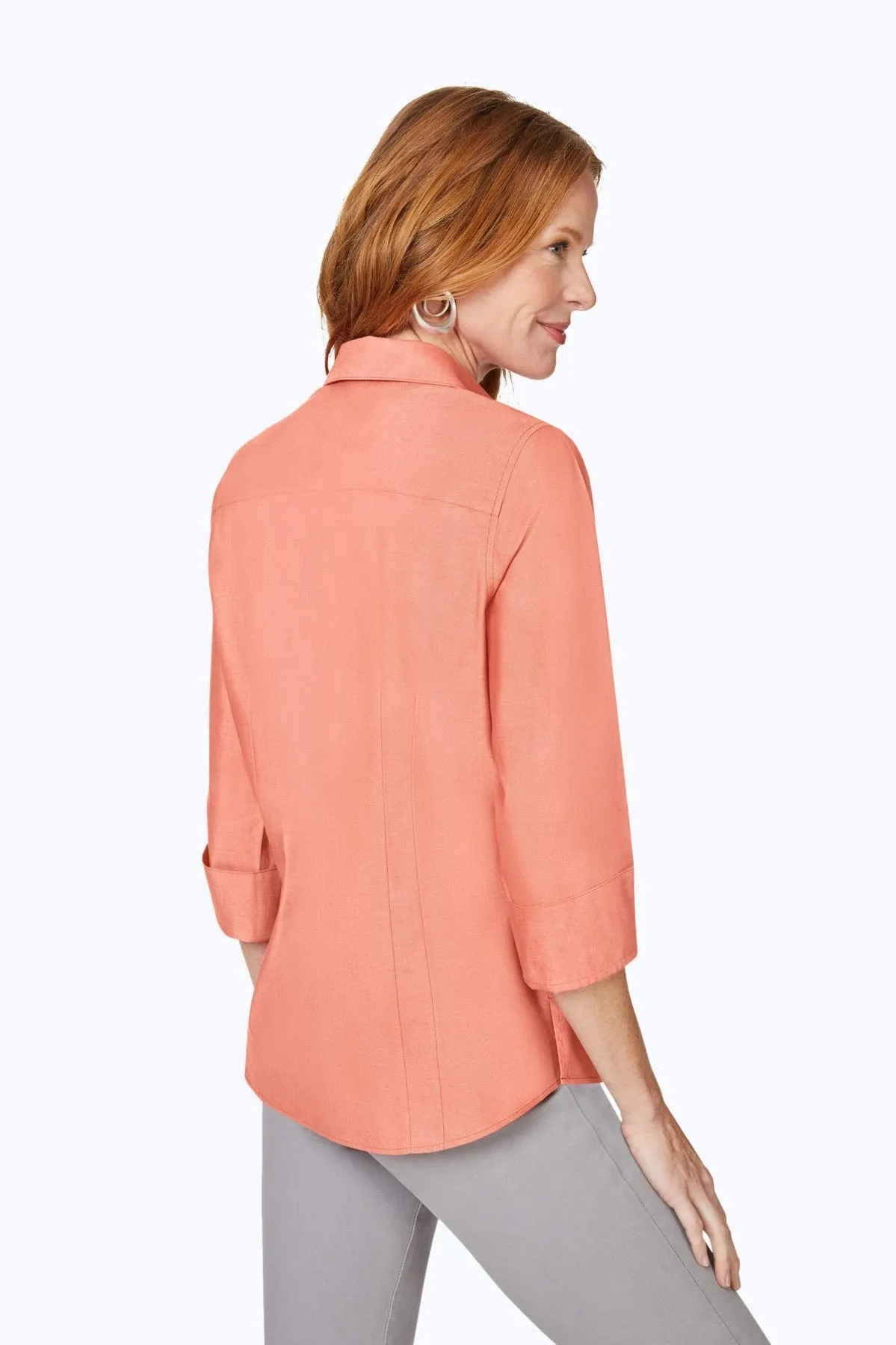 Taylor Pinpoint No Iron 3/4 Sleeve Shirt, Pumpkin Spice