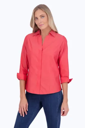 Taylor Pinpoint No Iron 3/4 Sleeve Shirt, Simply Red