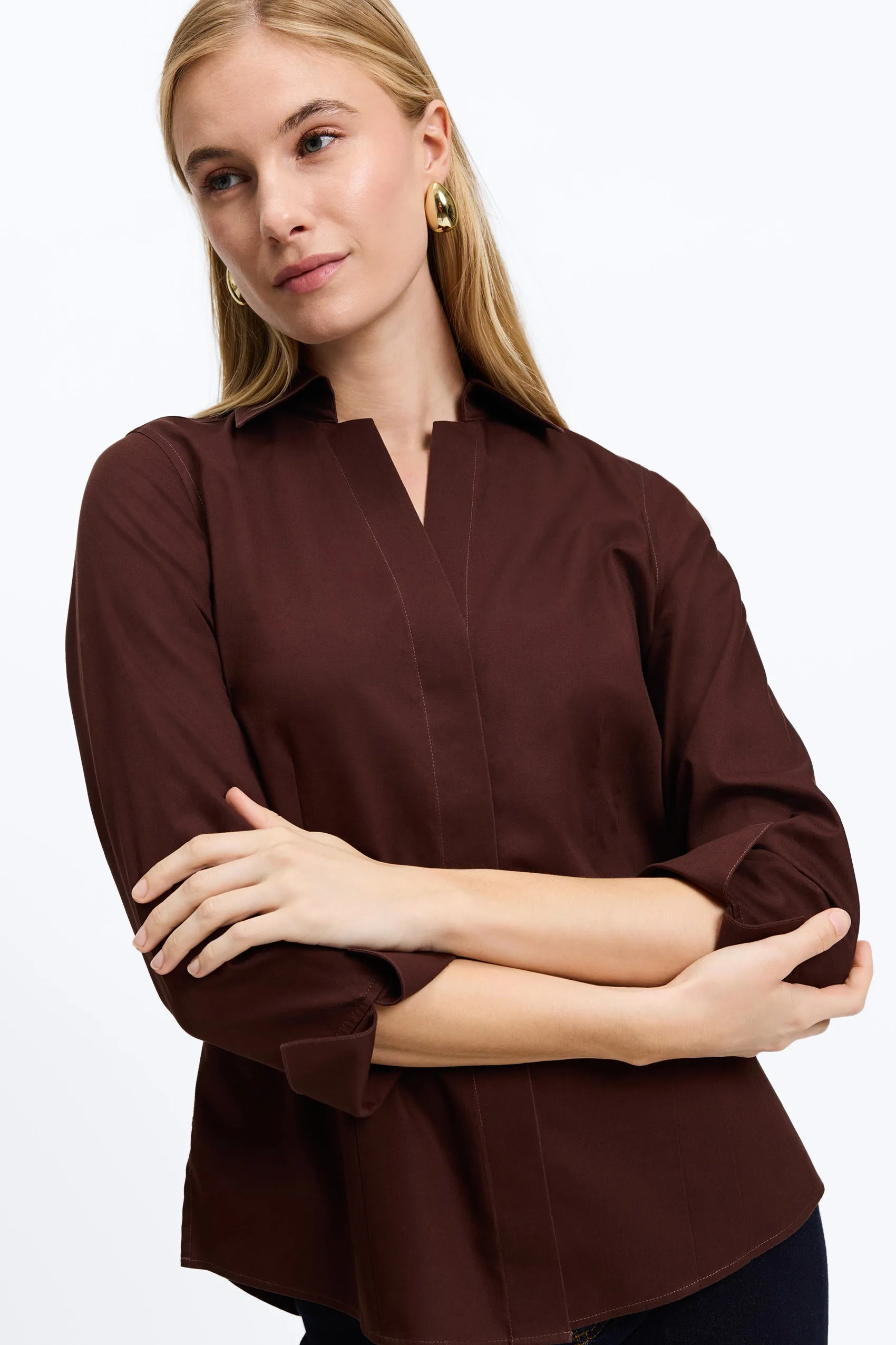 Taylor Pinpoint No Iron 3/4 Sleeve Shirt