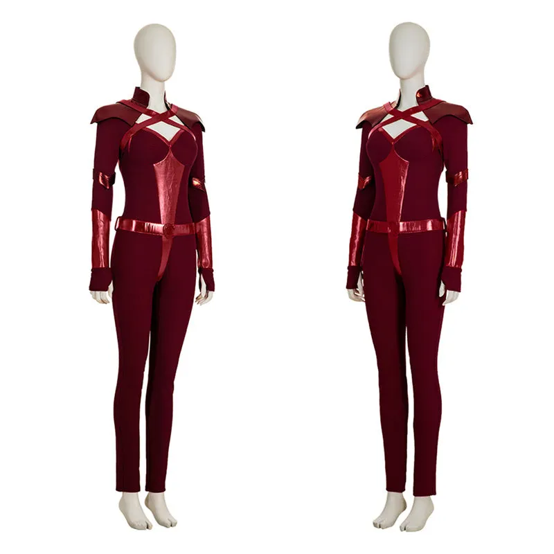 The Boys Costumes Crimson Countess Cosplay Red Jumpsuit Women Sexy Bodysuit