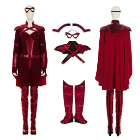 The Boys Costumes Crimson Countess Cosplay Red Jumpsuit Women Sexy Bodysuit