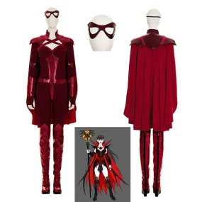 The Boys Costumes Crimson Countess Cosplay Red Jumpsuit Women Sexy Bodysuit