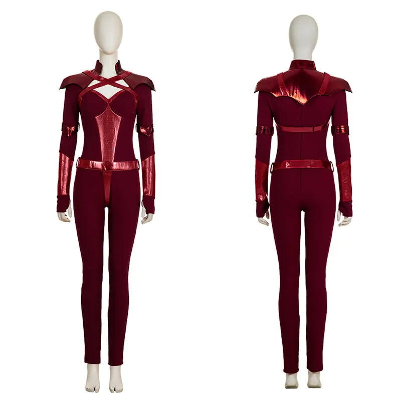 The Boys Costumes Crimson Countess Cosplay Red Jumpsuit Women Sexy Bodysuit