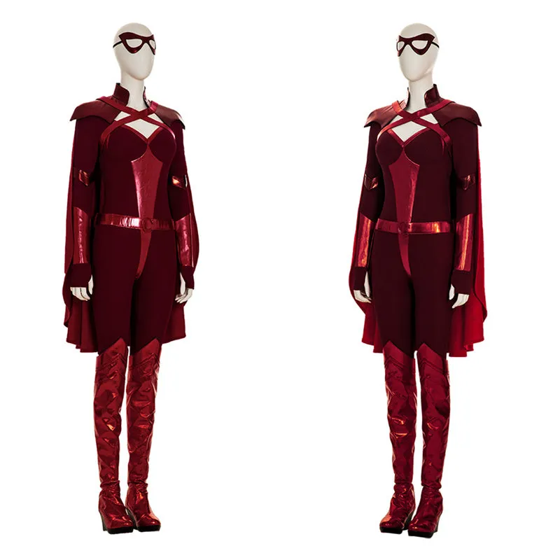 The Boys Costumes Crimson Countess Cosplay Red Jumpsuit Women Sexy Bodysuit