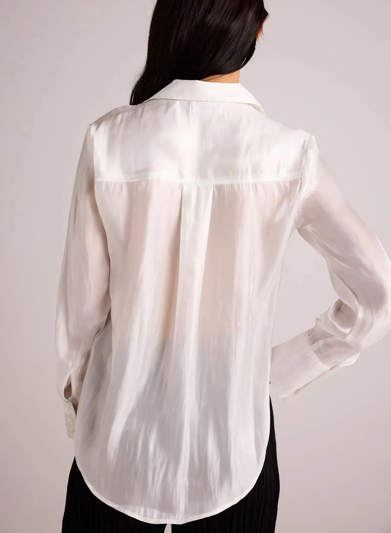 The Shirt Tail Button Down - White Shimmer