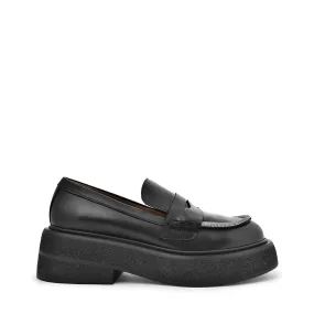 Tomi Strass Black Leather Chunky Loafers