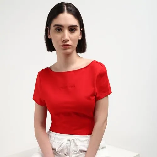 Tommy Hilfiger Red Solid Viscose Women Top