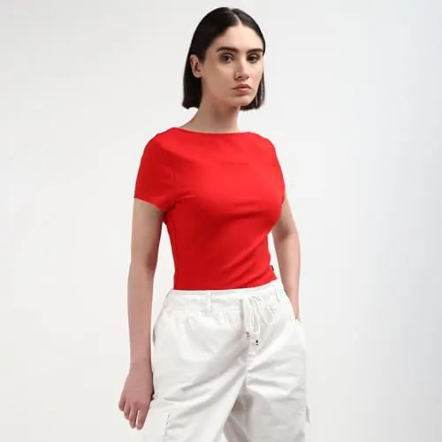 Tommy Hilfiger Red Solid Viscose Women Top