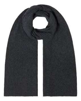 Unisex Short Ribbed Cashmere Scarf Dark Charcoal Grey