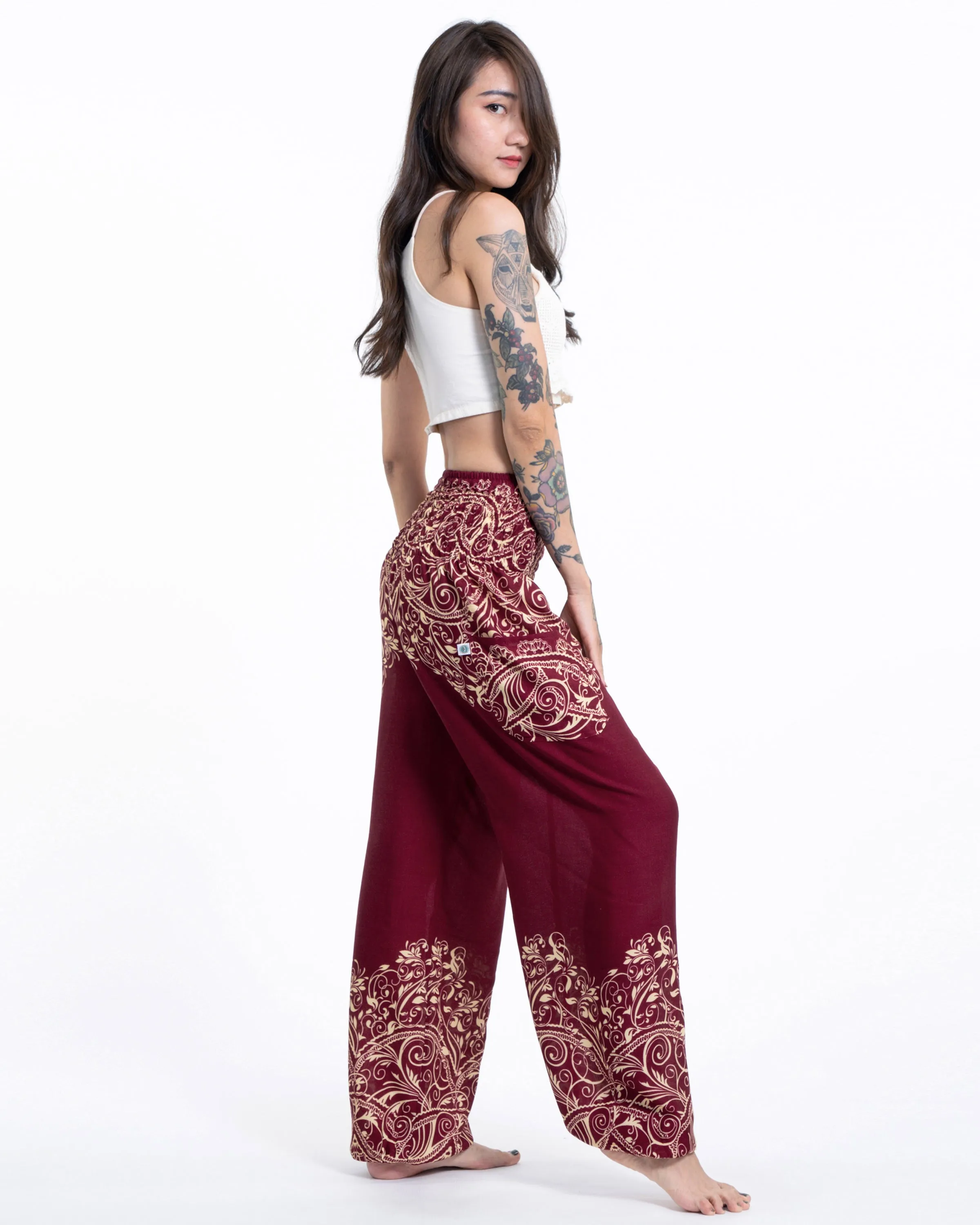 Unisex Vines Harem Pants in Red