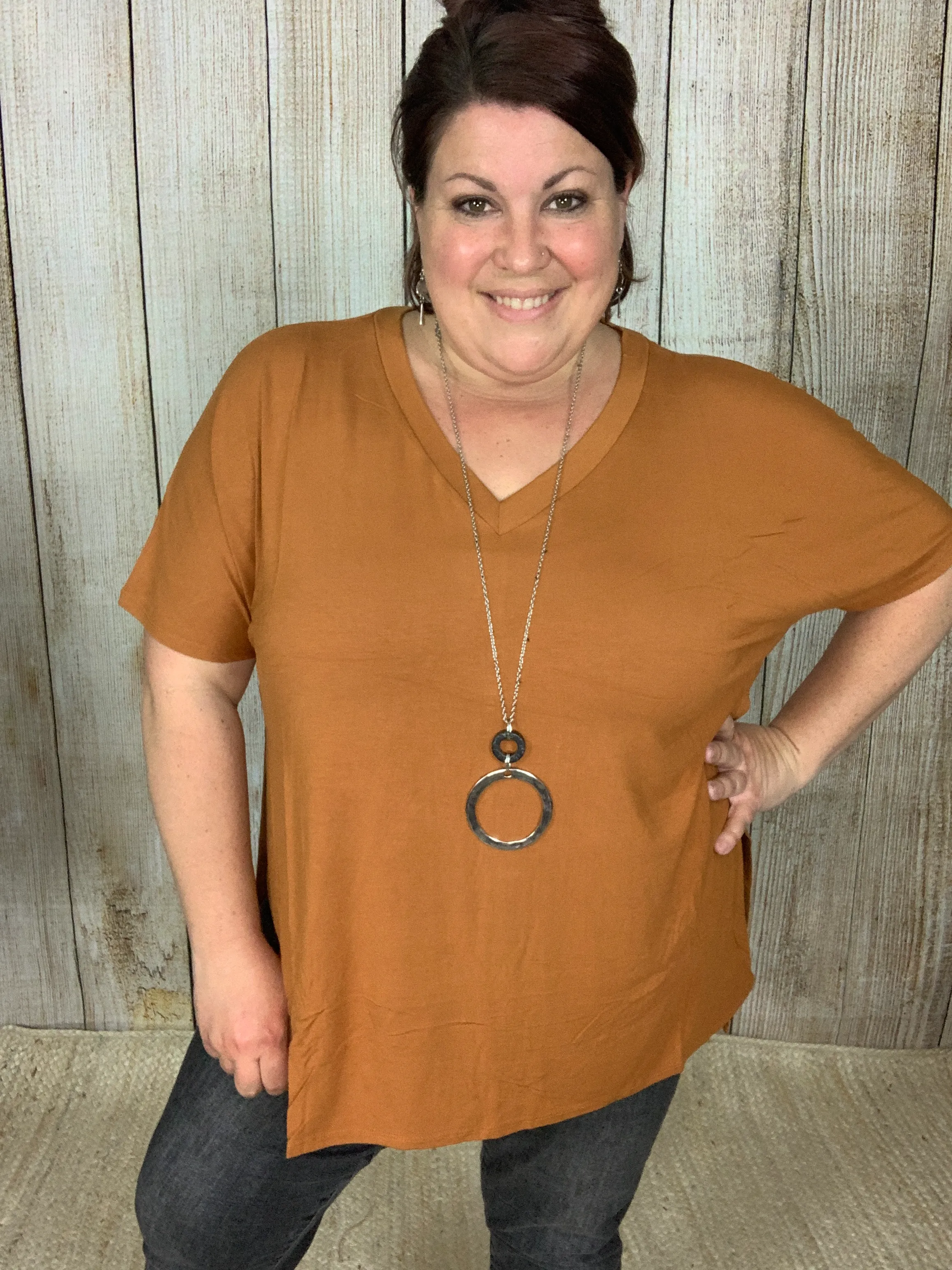 V-Neck Side Slit Tunic