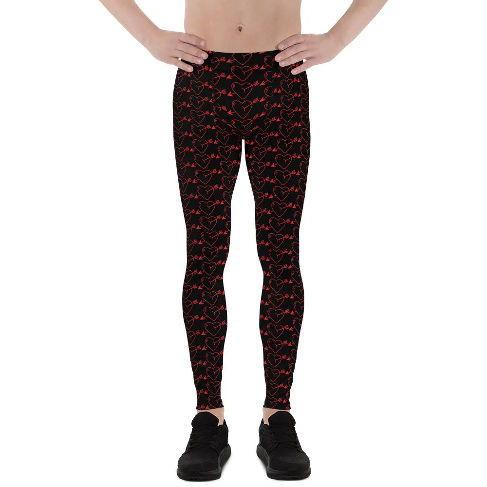 Vday Meggings, Designer Heart Shape With Arrows Valentines Day For Men Men's Leggings-Made in USA/ EU