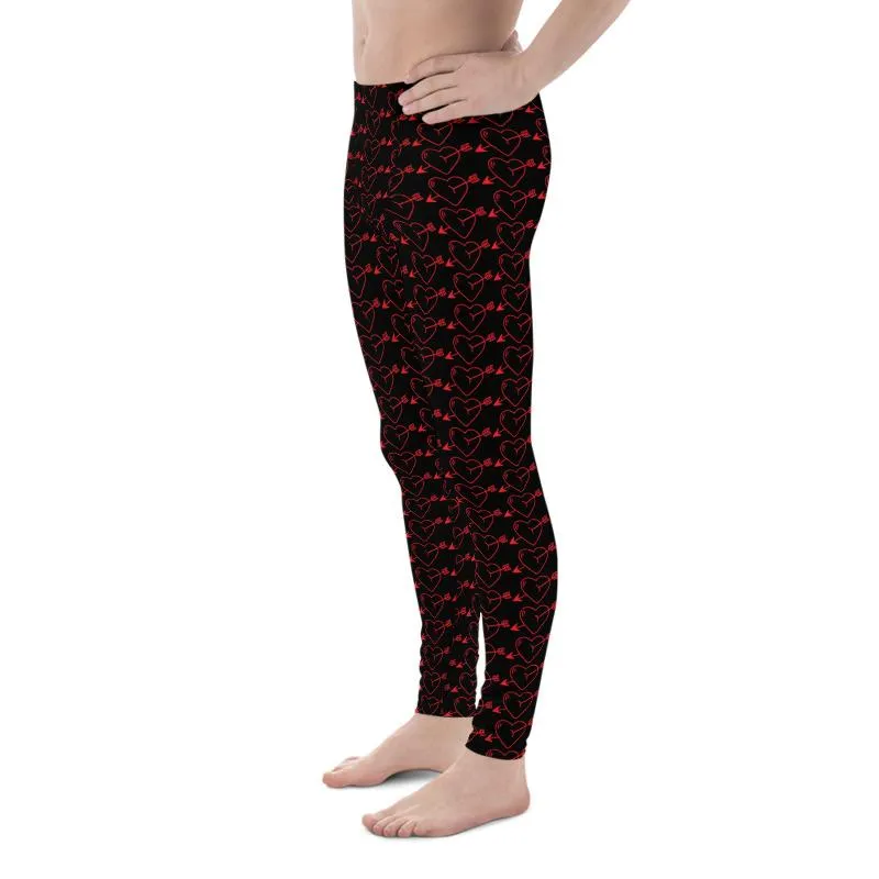 Vday Meggings, Designer Heart Shape With Arrows Valentines Day For Men Men's Leggings-Made in USA/ EU