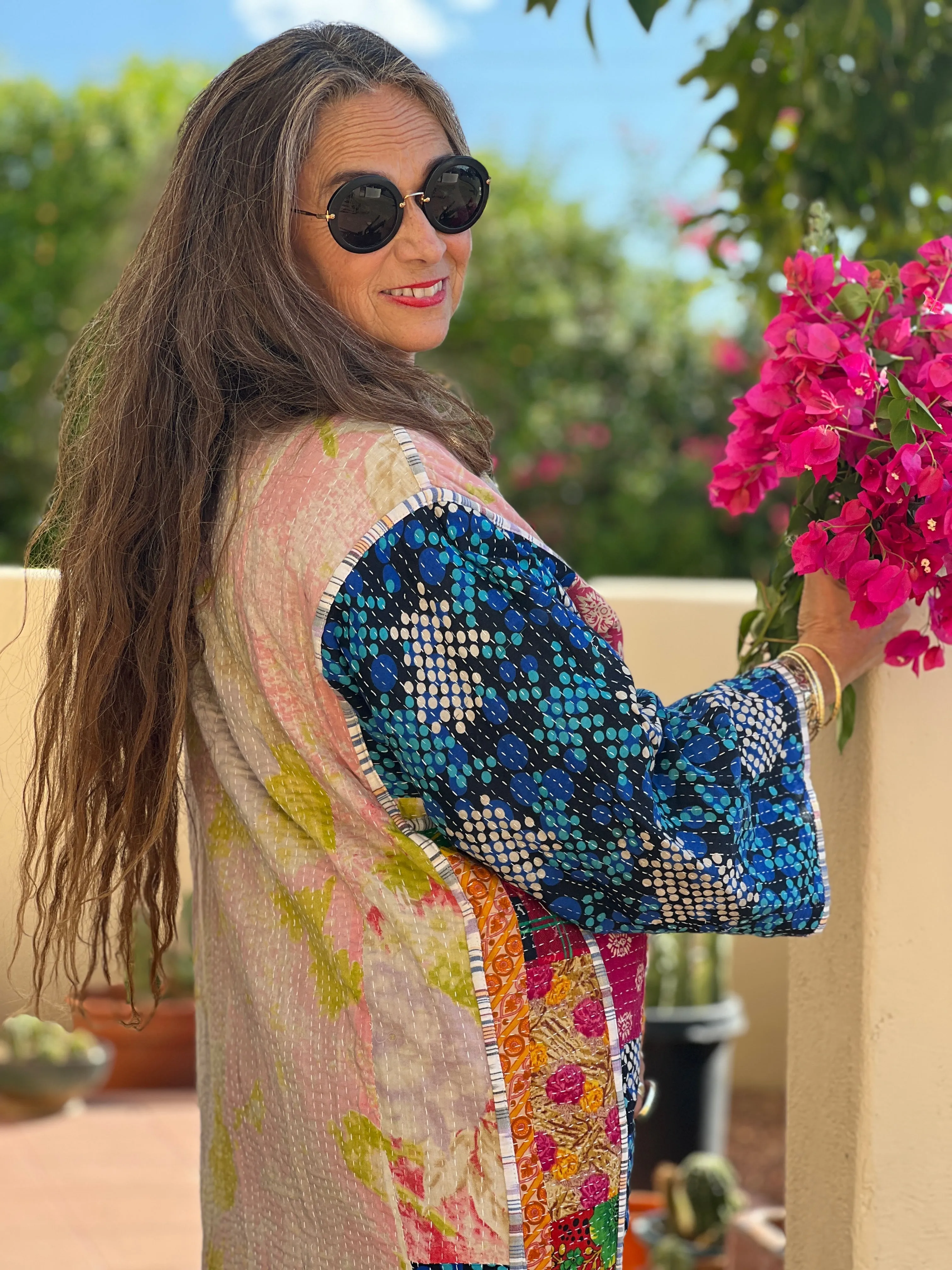 Veda Cotton Vintage Quilted Kantha Coat ONE OF KIND