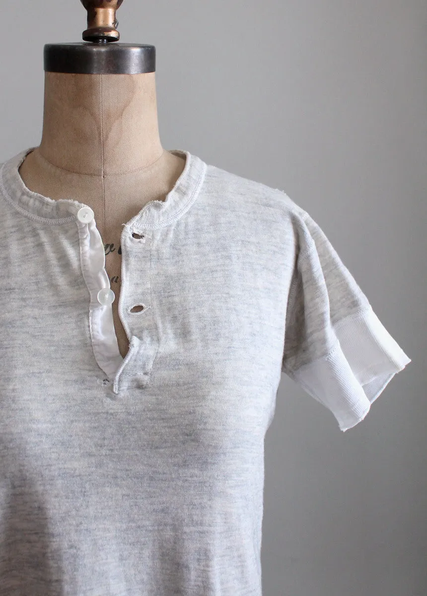 Vintage 1930s Distressed Menswear Henley T-Shirt