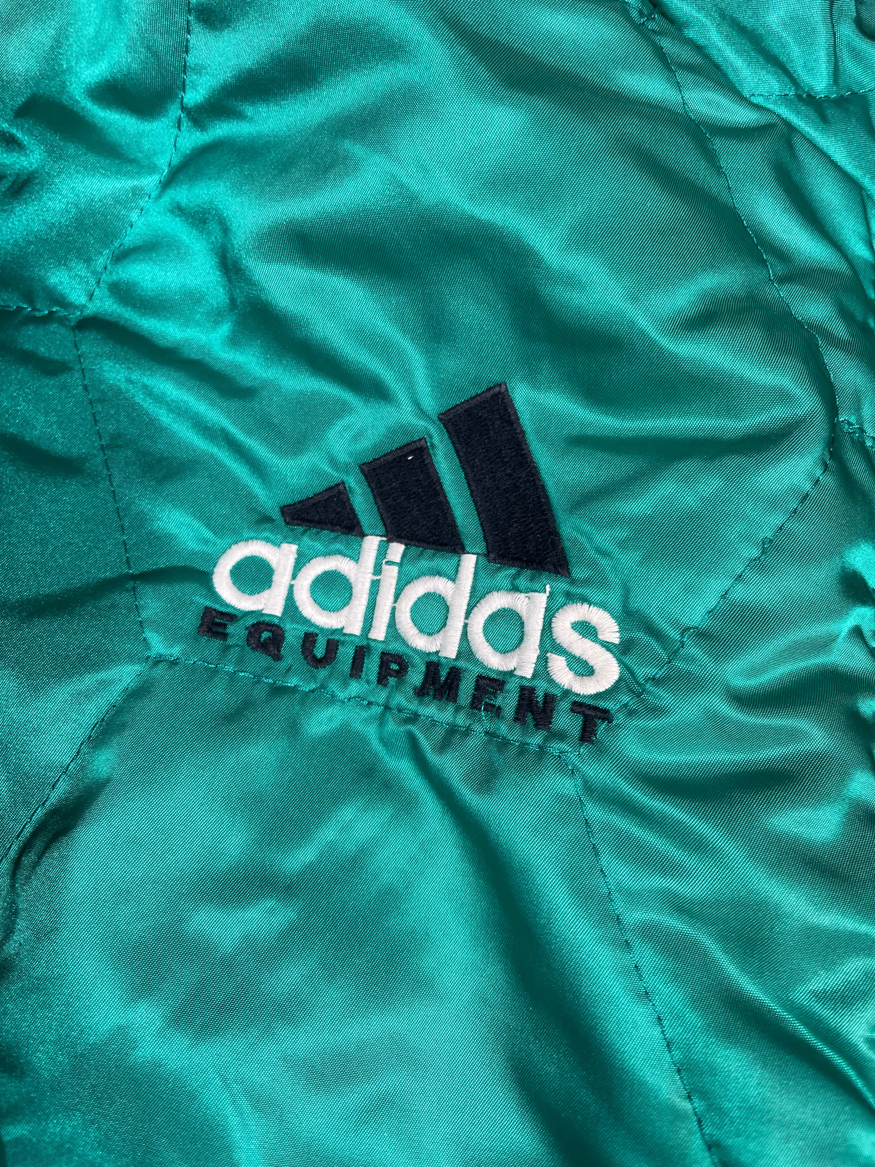 Vintage 90's Adidas Equipment Parka Jacket Coat Quilted Green Size L-XL