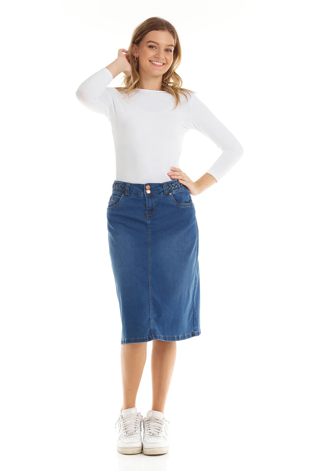 Vintage Blue Tznius A-Line Denim Jean Skirt 'Sydney'