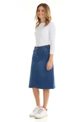 Vintage Blue Tznius A-Line Denim Jean Skirt 'Sydney'