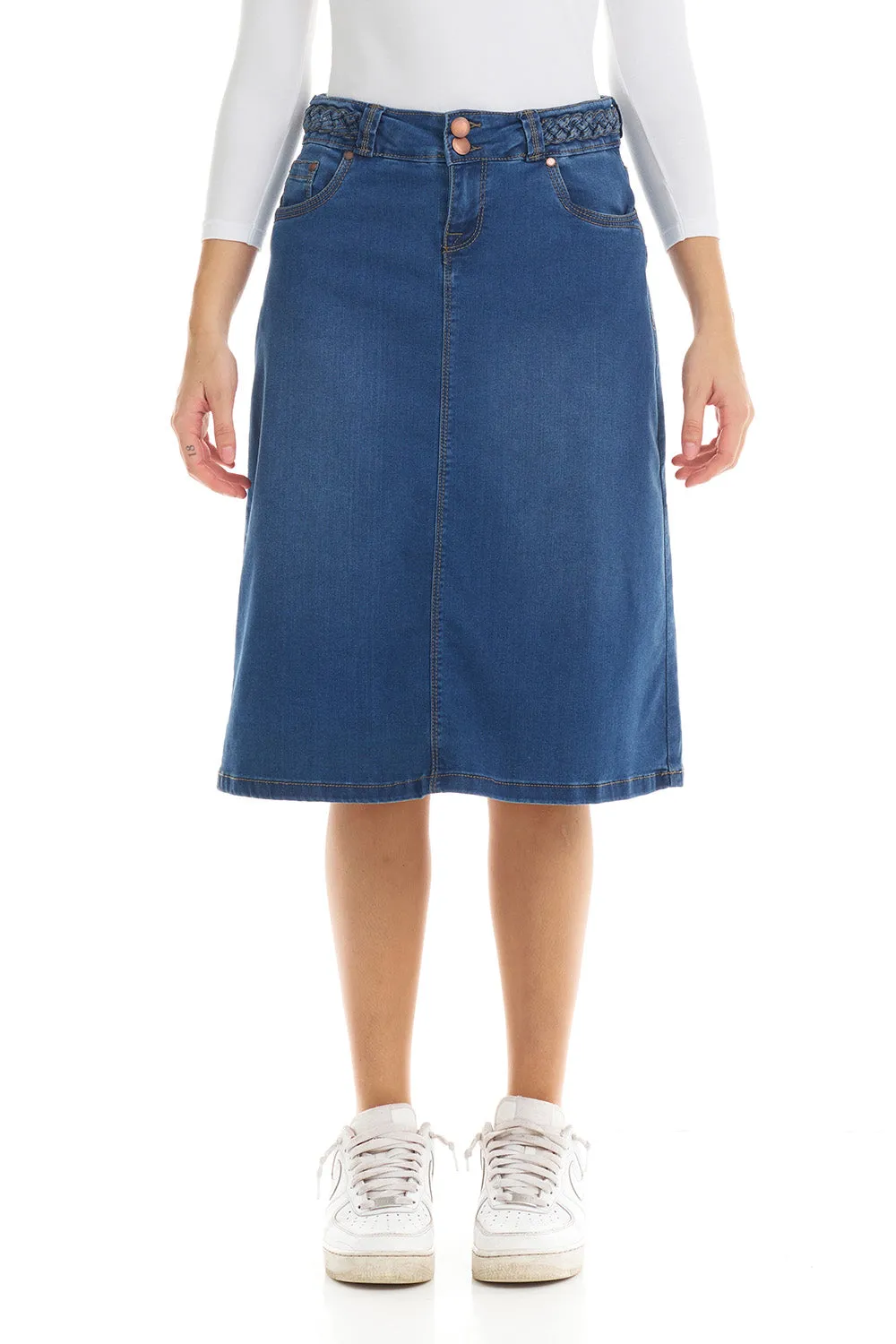 Vintage Blue Tznius A-Line Denim Jean Skirt 'Sydney'