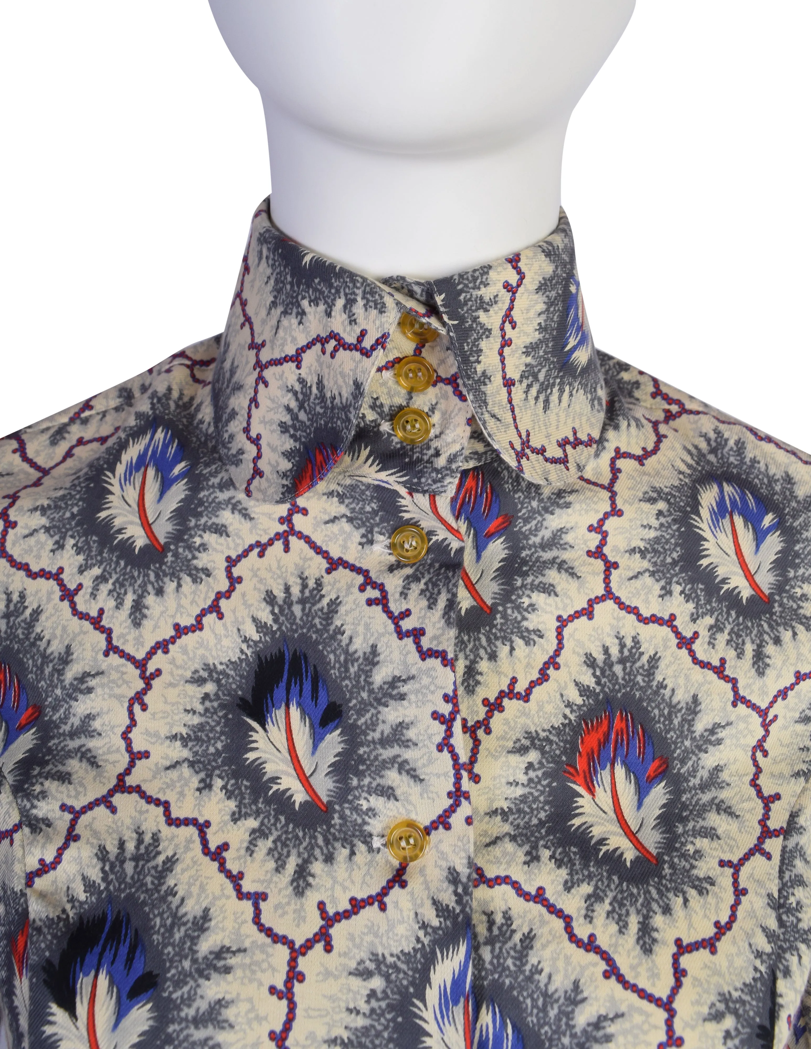 Vivienne Westwood Vintage AW 1994 'On Liberty' Feather Print Button Up Shirt