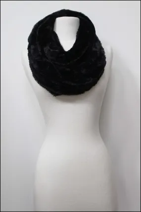 Warm Faux Fur Infinity Scarf in Black