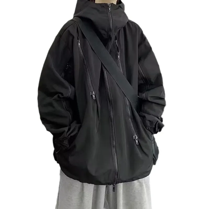 Wiaofellas  -  Men Japanese Harajuku Sweatshirt Oversize Hoodie Long Cloak Hip Hop Gothic Outwear Streetwear Techwear Coat Tops Clothes