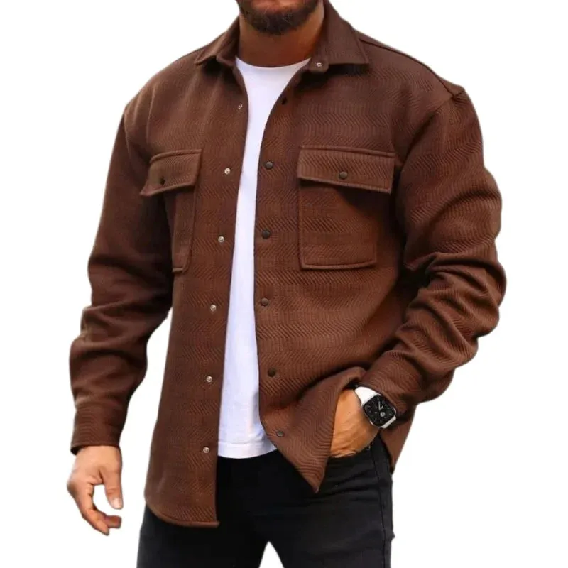 Wiaofellas  -  New Men Jackets Solid Color Casual Fashion Jacket Plus Size Men's Solid Casual Shirt Jacket Coat Men Clothing Jackets for Men