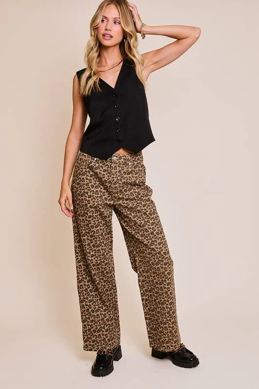 Wide Leg Animal Print Pants