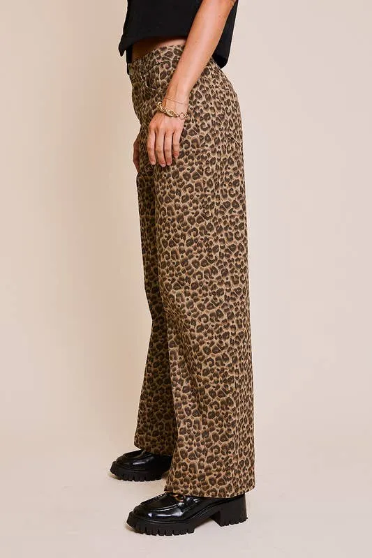 Wide Leg Animal Print Pants