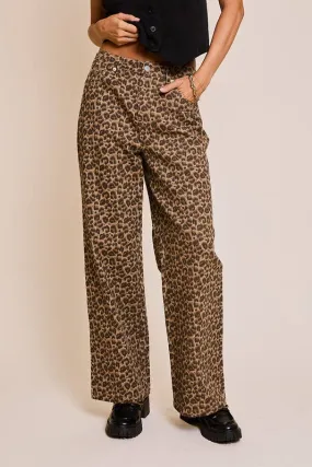 Wide Leg Animal Print Pants