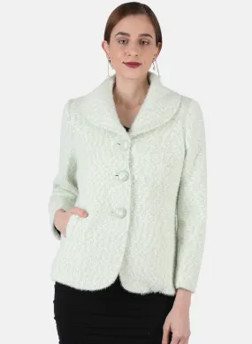 Women Green Jaquard Coat