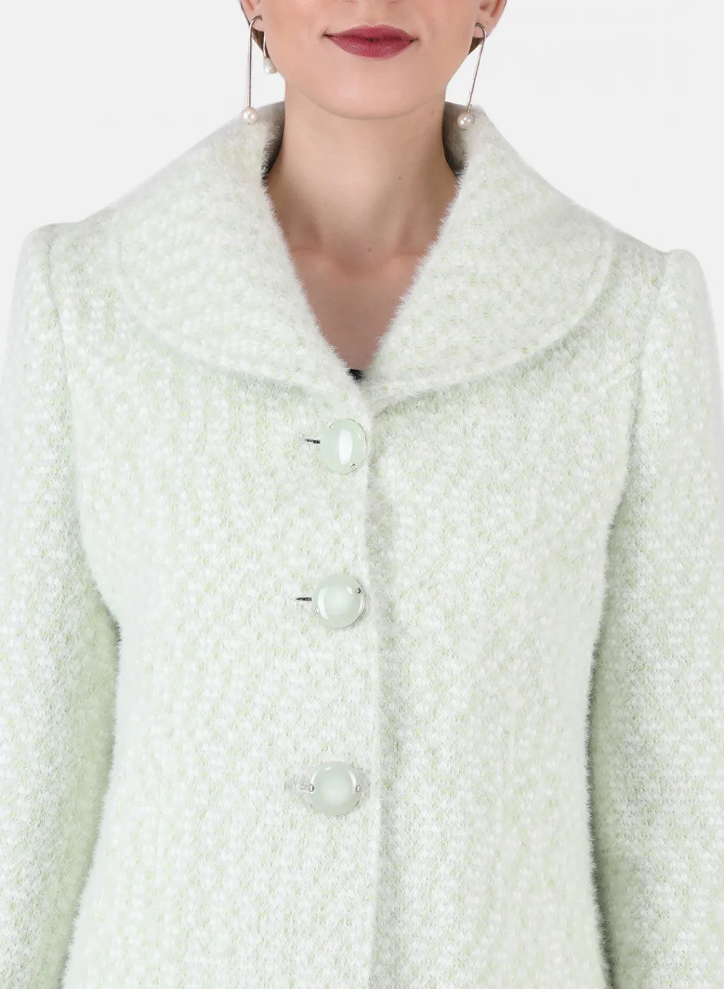 Women Green Jaquard Coat