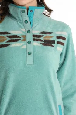 Women's Cinch Polar Fleece Turquoise Print