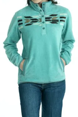 Women's Cinch Polar Fleece Turquoise Print