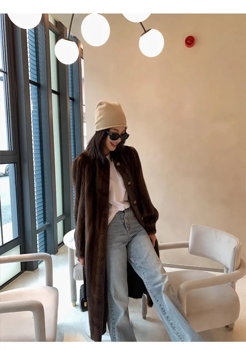 Women's Cozy Luxury Brown Faux Mink Fur Coat