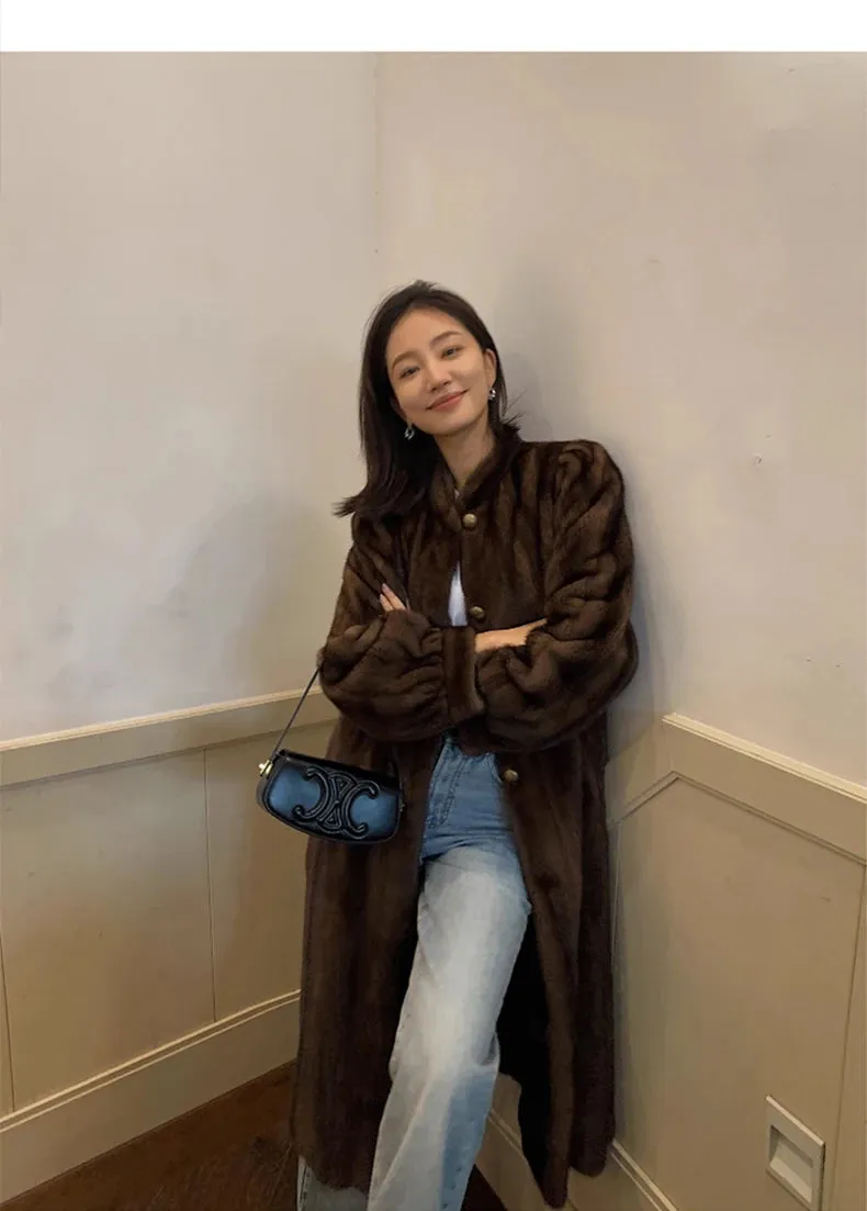 Women's Cozy Luxury Brown Faux Mink Fur Coat