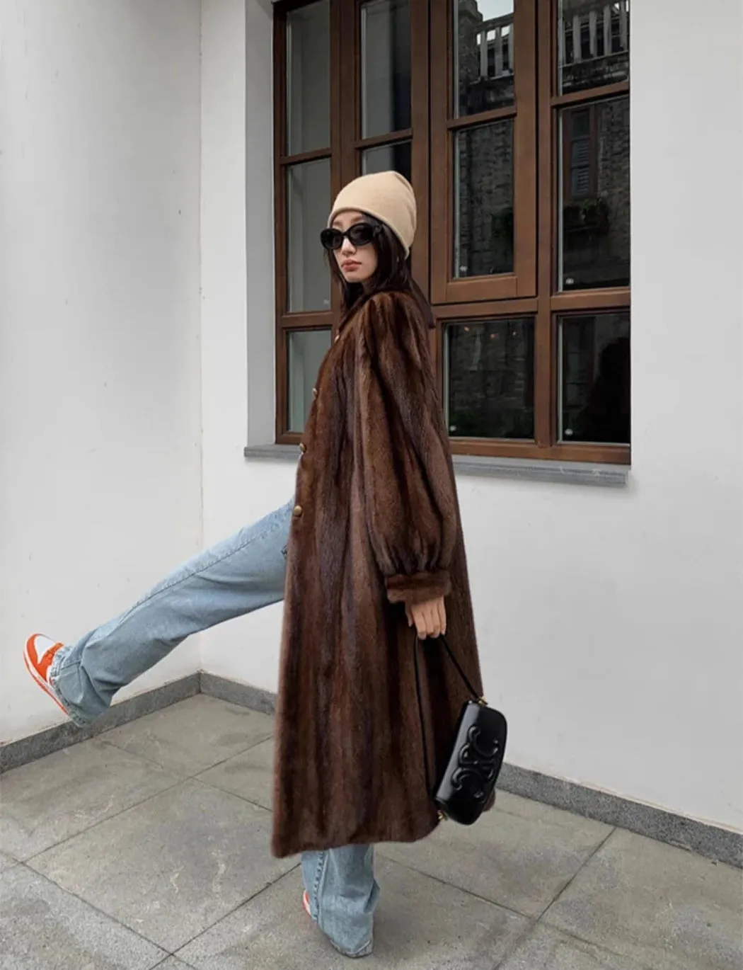 Women's Cozy Luxury Brown Faux Mink Fur Coat