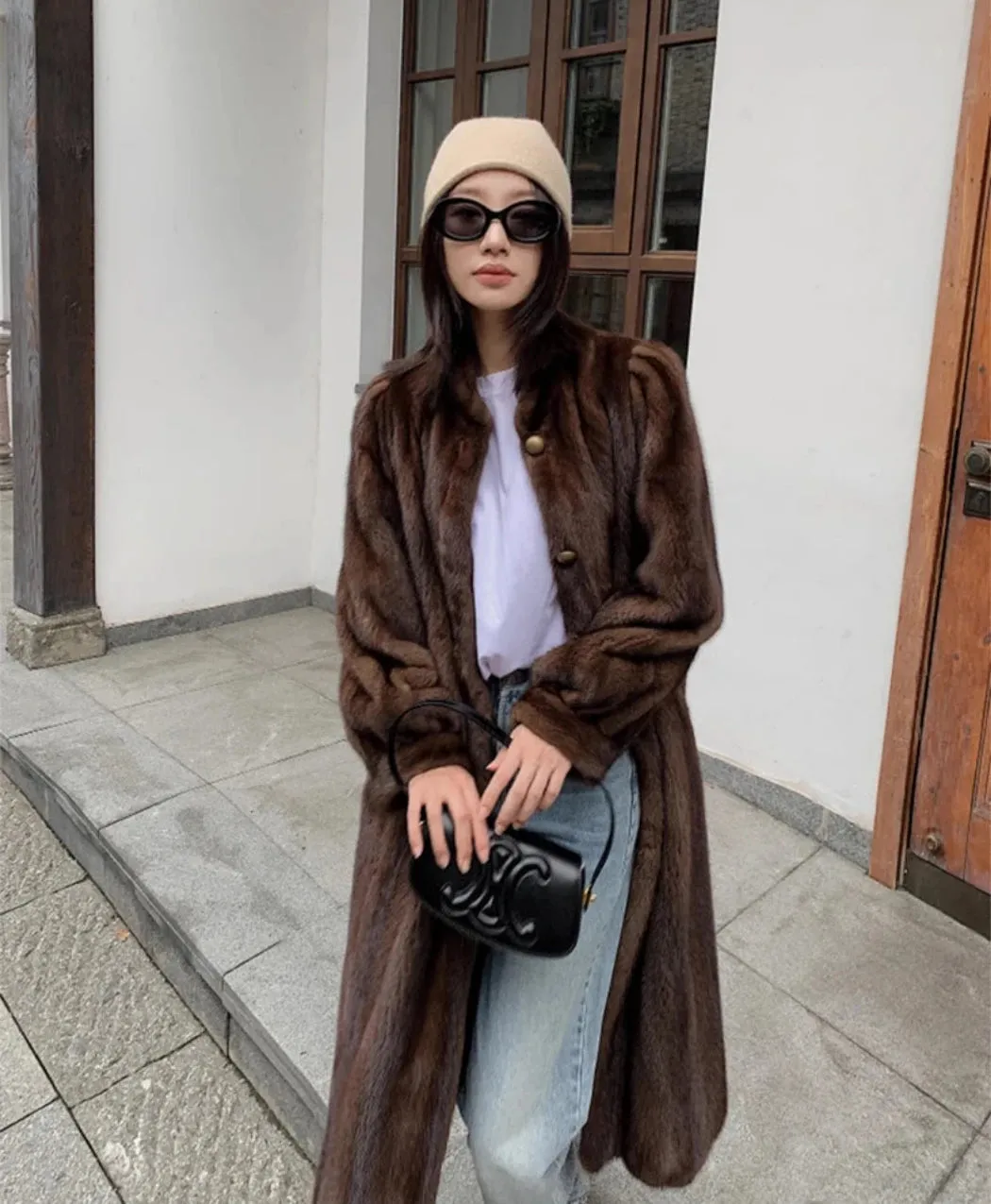 Women's Cozy Luxury Brown Faux Mink Fur Coat