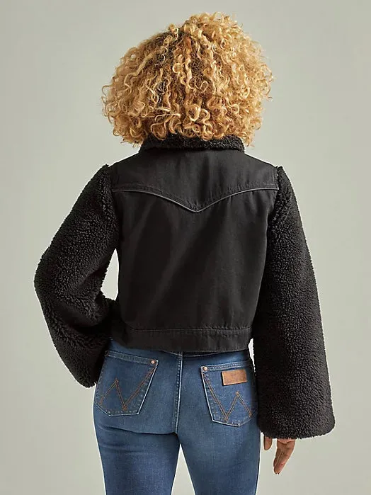 Women's Wrangler Denim Sherpa Black Jacket