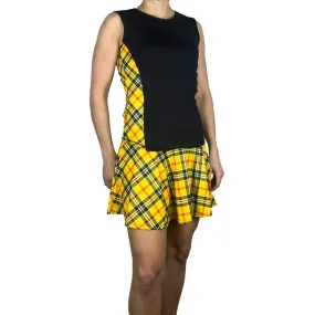 Yellow Plaid Women's Athletic Outfit- Athletic Oufit, Running Outfit, Golf Apparel, Tennis Outfit Skirt w/ built in compression shorts