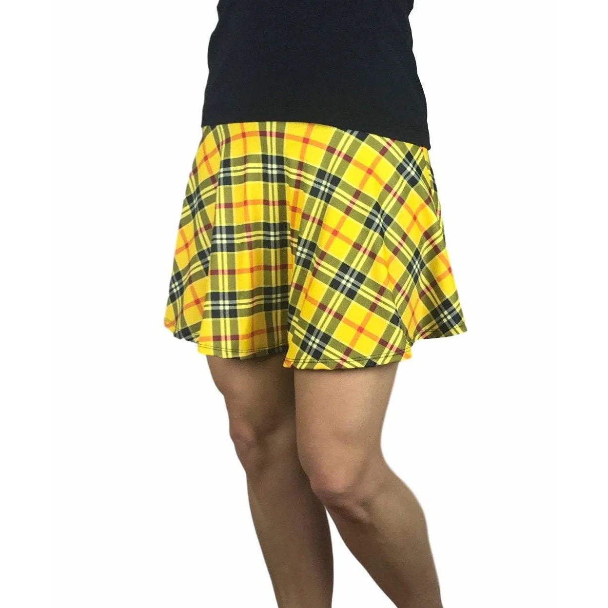 Yellow Plaid Women's Athletic Outfit- Athletic Oufit, Running Outfit, Golf Apparel, Tennis Outfit Skirt w/ built in compression shorts