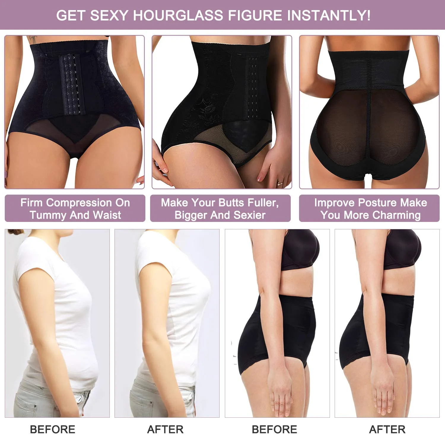 Yerkoad Tummy Control Panties for Women Shapewear Waist Trainer XXLarge Black