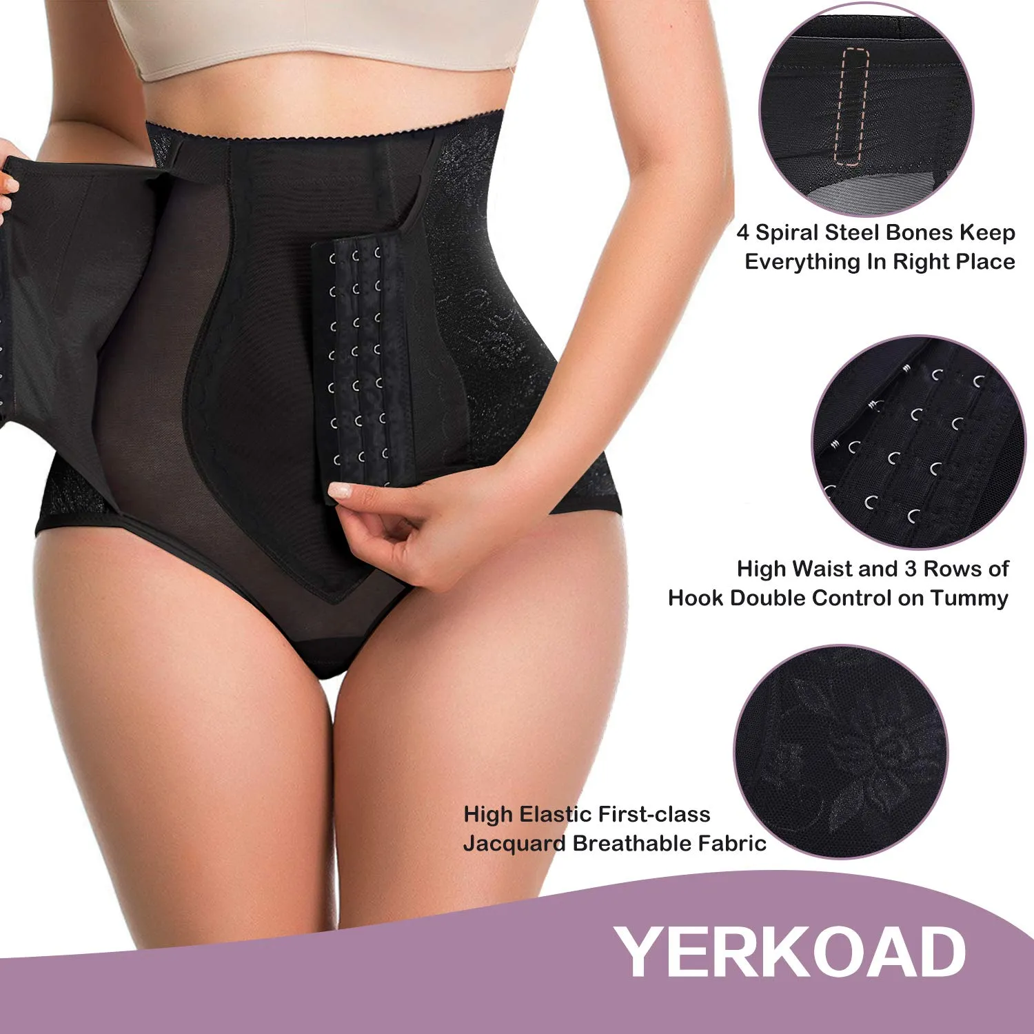 Yerkoad Tummy Control Panties for Women Shapewear Waist Trainer XXLarge Black