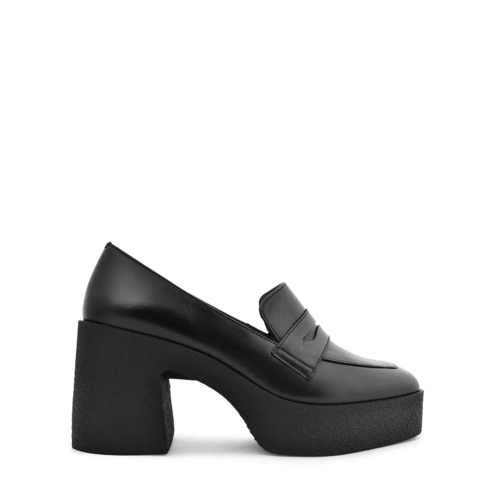 Yoko Black Nappa Leather Chunky Loafers