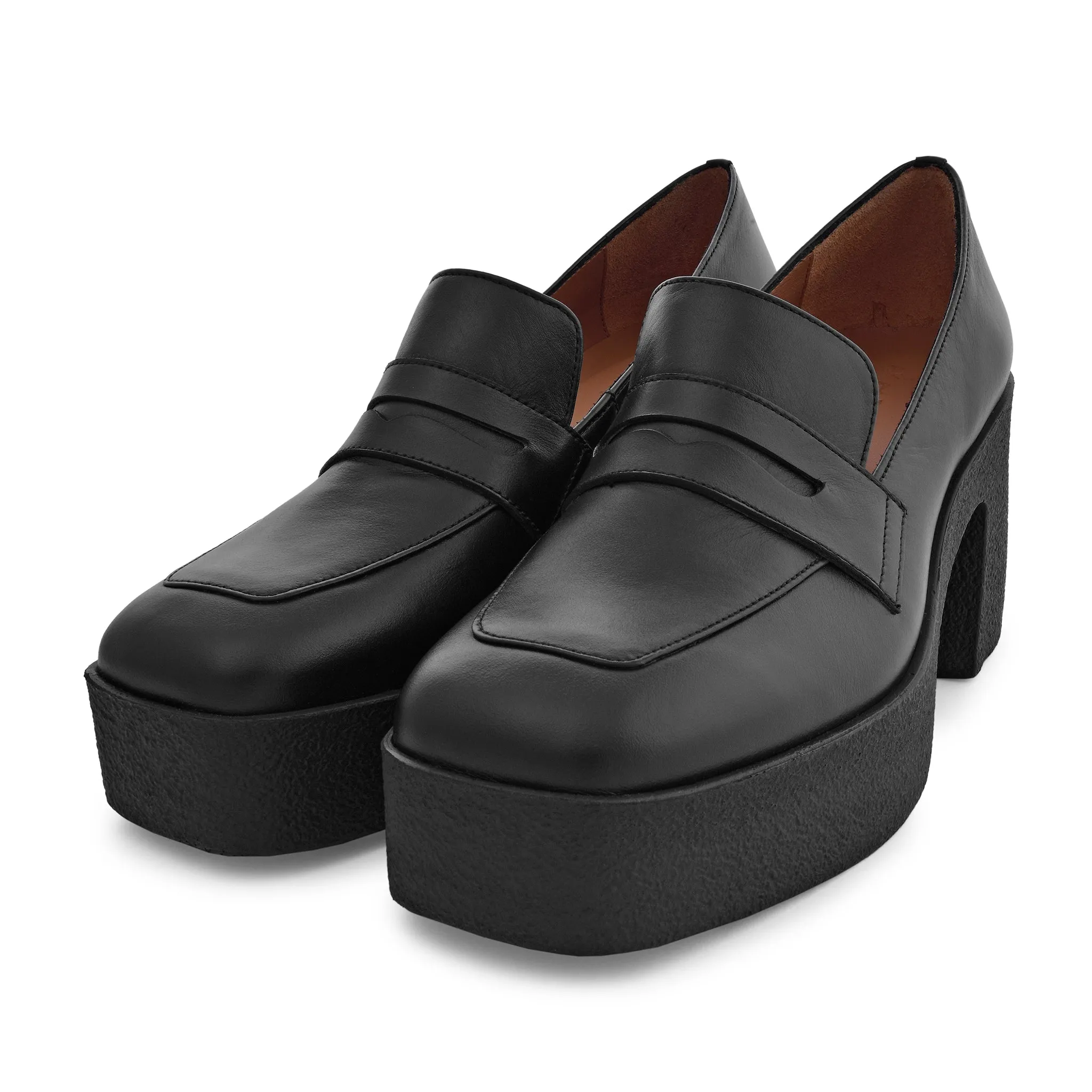 Yoko Black Nappa Leather Chunky Loafers