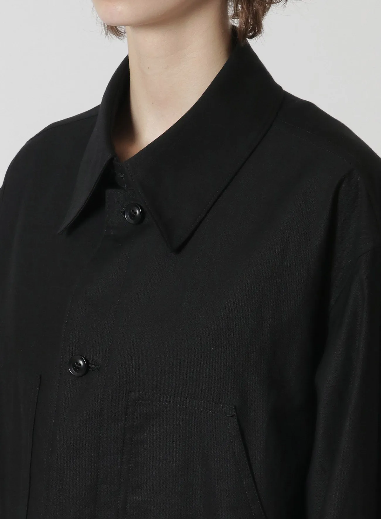 [Y's-Black Name]BLACK TWILL SIDE VENT WORK SHIRT COAT